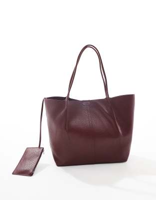 Pull&Bear - Borsa shopper oversize in pelle sintetica bordeaux