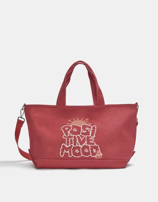 Pull&Bear - Borsa shopping in tela multicolore
