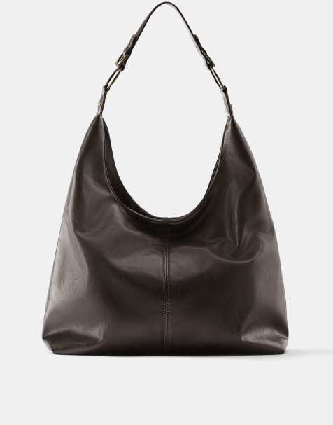 Pull&Bear borsa tote in marrone effetto vissuto - view 1
