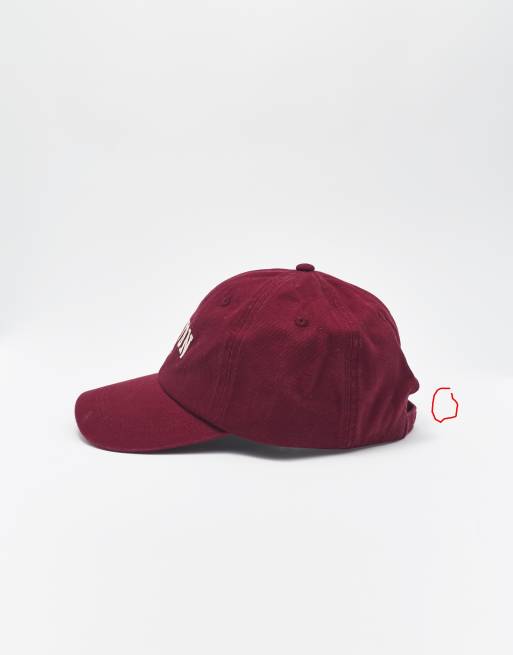Pull&Bear Boston broderet kasket i burgundy, 5 af 5