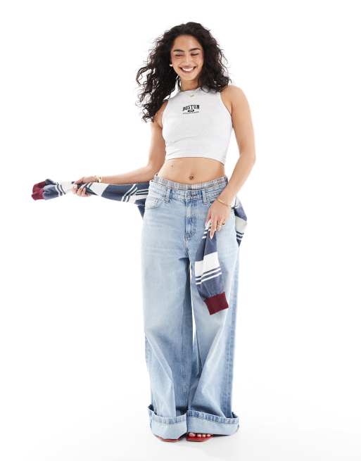 Pull&Bear – Boston – Grått, ribbat linne med brottarringning, 2 av 4