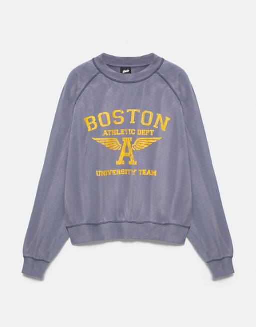 Pull&Bear Boston round neck sweatshirt in blue, 5 of 7