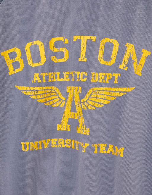 Pull&Bear Boston round neck sweatshirt in blue, 6 of 7