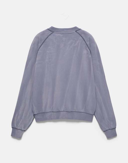 Pull&Bear Boston sweatshirt med rund halsringning i blått, 7 av 7