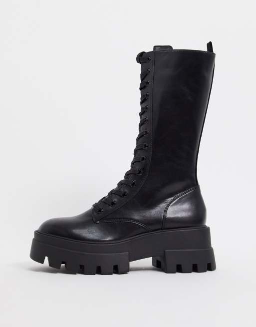 Pull Bear Bottes lacets avec semelle crant e Noir