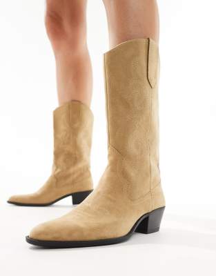 Abilene Bottes de cowboy décontractées en cuir pour homme Bout carré large Talon 2,5 cm Style occidental 40,6 cm, Brun, 7