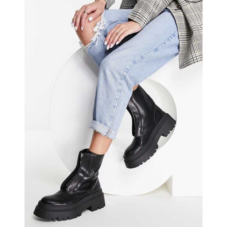 Pull Bear Bottes plates fermeture clair Noir