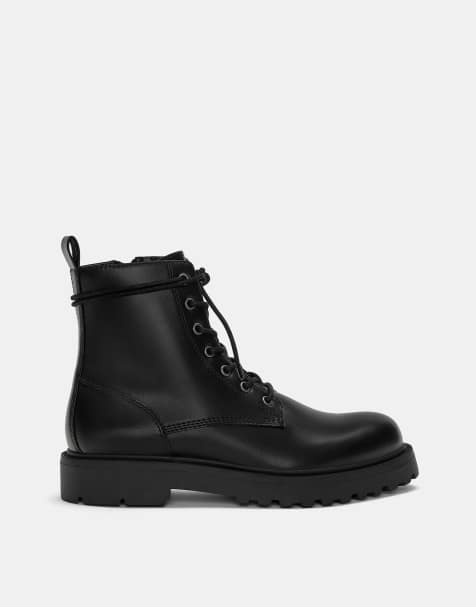 Pull&Bear - Bottes plates à lacets - Noir - view 1