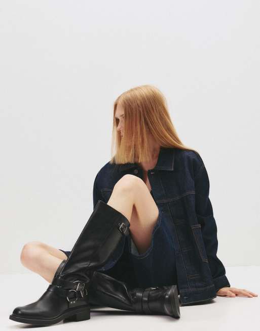 Bottes Pull & Bear Noir - Taille 37 - Neuves Avec étiquettes - Fausse Peau - Sans Talon