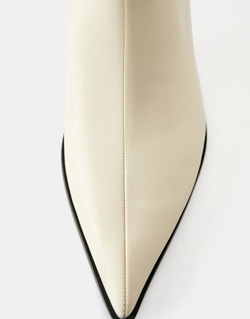 Pull&Bear bottines à talon kitten en écru, 5 de 7