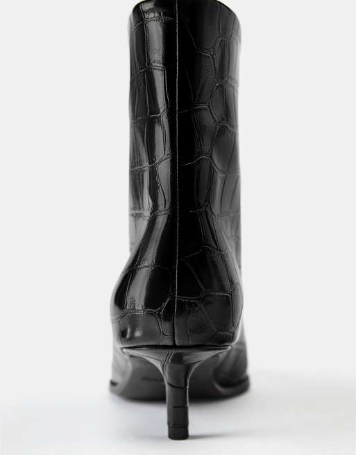 Pull&Bear bottines à talon texturé noires, 3 de 4