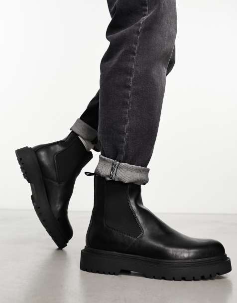 Bottes homme Bottes noires chelsea et en cuir ASOS