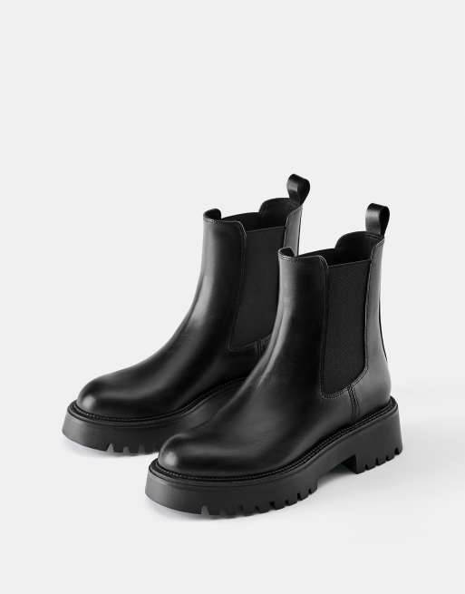 Pull&Bear bottines Chelsea plates noires, 2 de 4