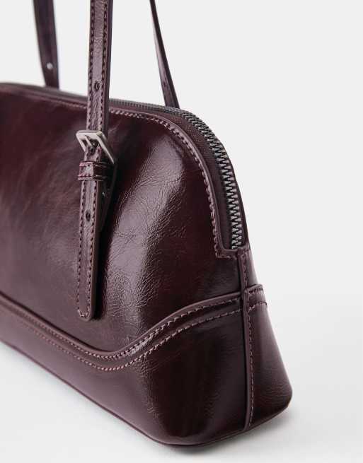 Pull&Bear Bowling shoulder bag in maroon, 3 of 4