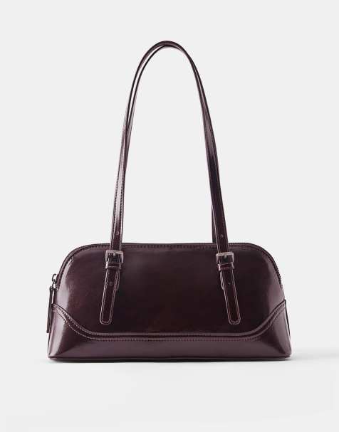 Pull&Bear bowling skuldertaske i maroon - view 1