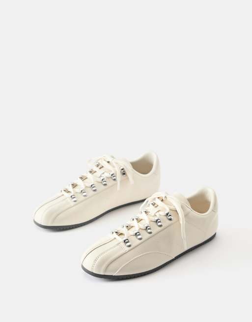 Pull&Bear bowling-sneakers i naturvit, 2 av 7