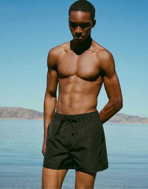 Pull&Bear - Boxer da bagno basic neri - view 1