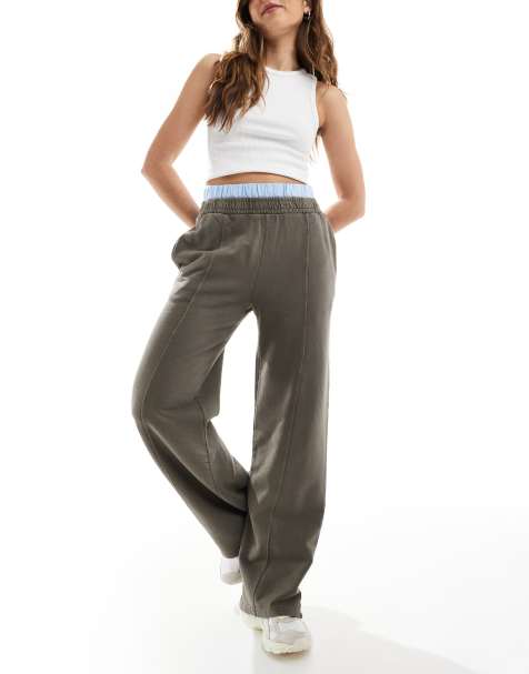 Pull&Bear boxer waistband wide leg jogger in grey - view 1