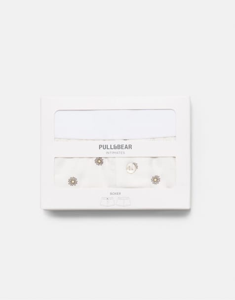 Pull&Bear – Boxershorts in Gelb mit Gänseblümchenmuster - view 1