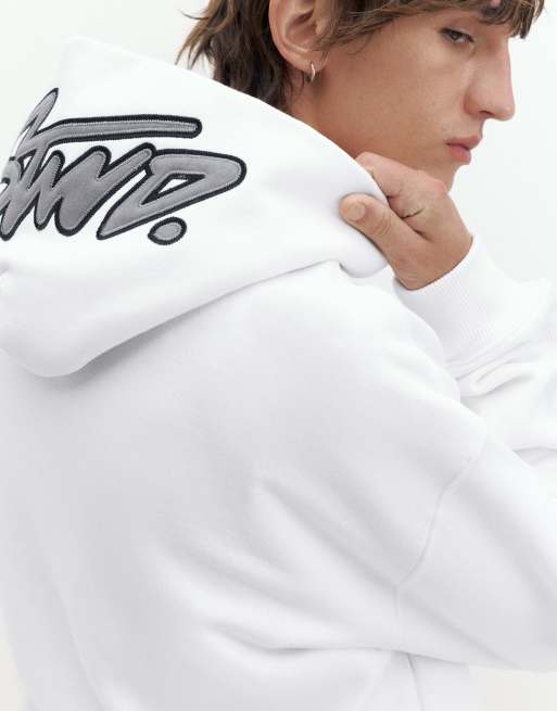 Pull&Bear boxig hoodie i offwhite, 2 av 7