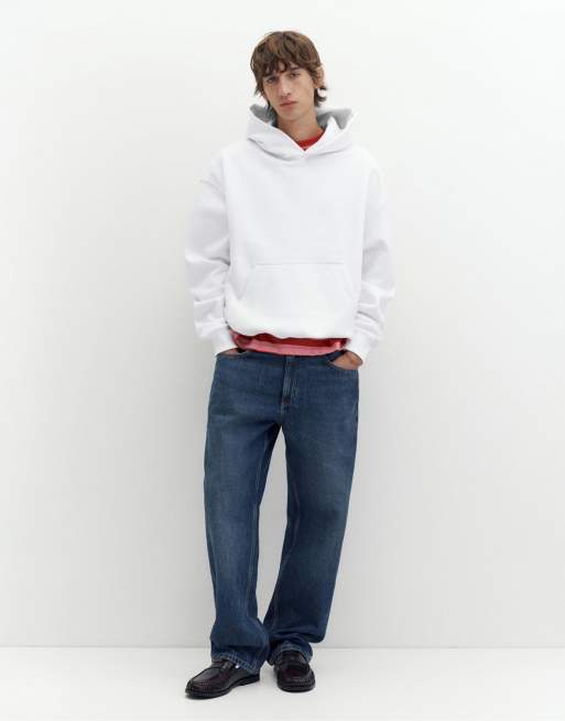 Pull&Bear boxig hoodie i offwhite, 4 av 7