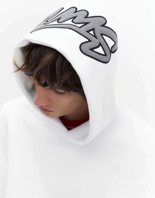 Pull&Bear boxig hoodie i offwhite, 7 av 7