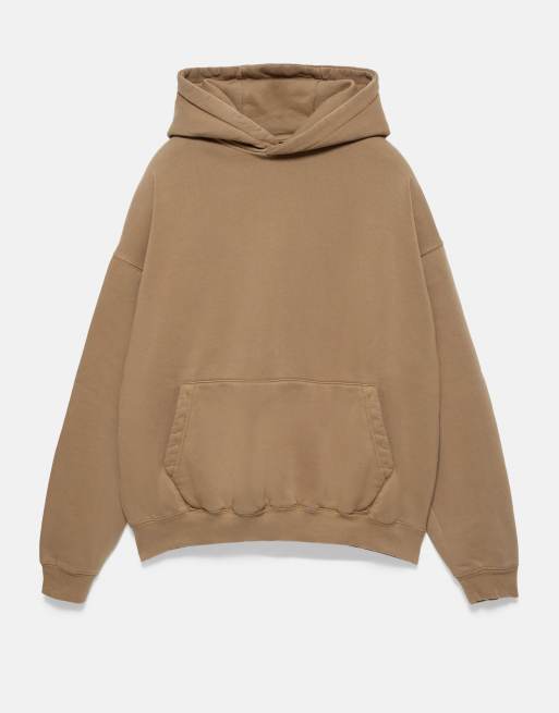 Pull&Bear boxig huvtröja i brun, 5 av 7