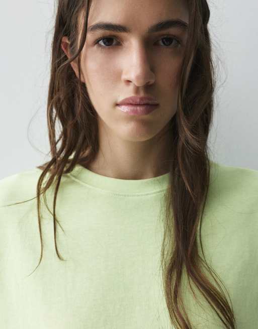 Pull&Bear boxig t-shirt med korta ärmar i lime, 4 av 7