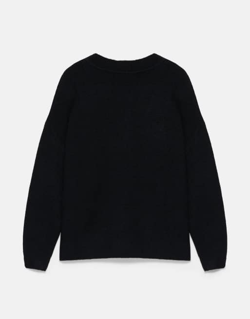 Pull&Bear boxig tröja med v-ringning i svart, 7 av 7