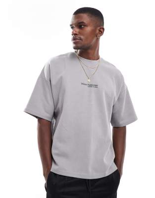 Pull & Bear Boxy Back Graphic T-shirt In Gray