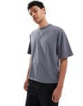 [Pull & Bear] Pull & Bear boxy cropped destroyed t-shirt in grey S GREY