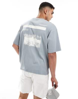 Pull & Bear Boxy Fit Grey Elegance Print T-shirt