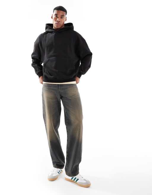 Pull&Bear boxy fit hoodie in black