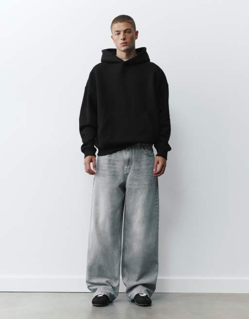 Pull&Bear Boxy fit hoodie in black, 4 of 7
