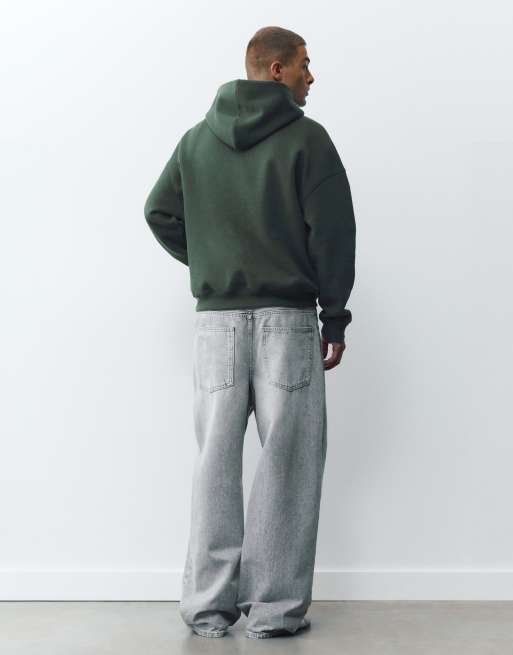 Pull&Bear Boxy fit hoodie in bottle green, 2 of 7