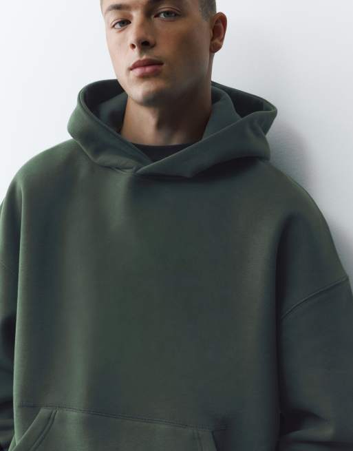 Pull&Bear Boxy fit hoodie in bottle green, 3 of 7