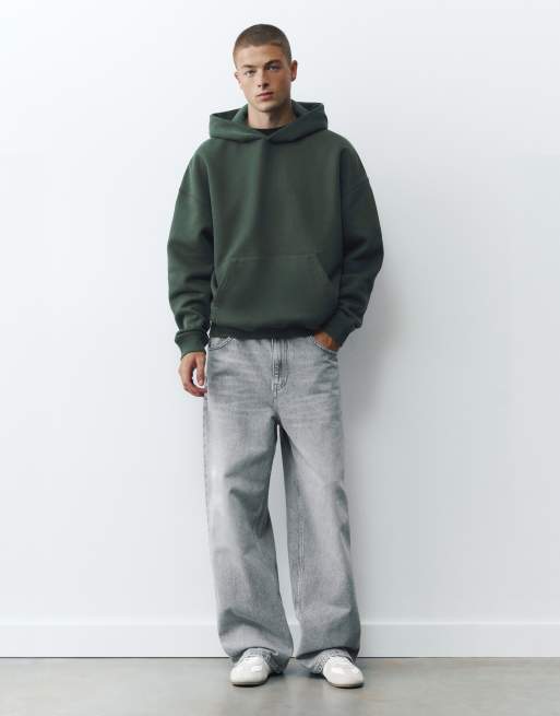 Pull&Bear Boxy fit hoodie in bottle green, 4 of 7
