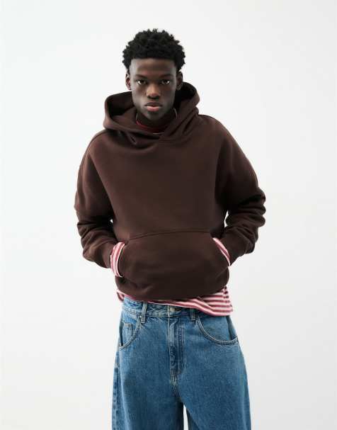 Pull&Bear Boxy fit hoodie in brown - view 1