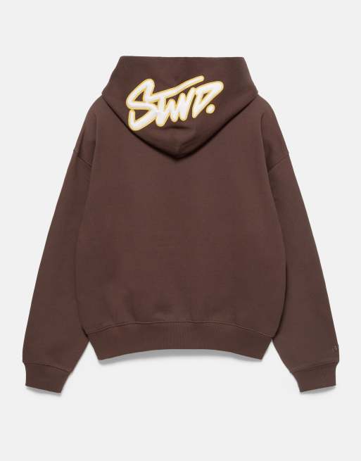 Pull&Bear Boxy fit hoodie in brown, 7 of 7