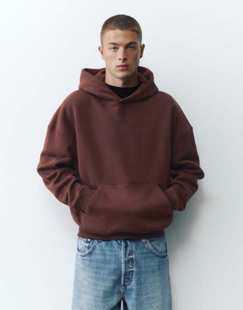 Pull&Bear boxy-fit hoodie in chocoladebruin - view 1