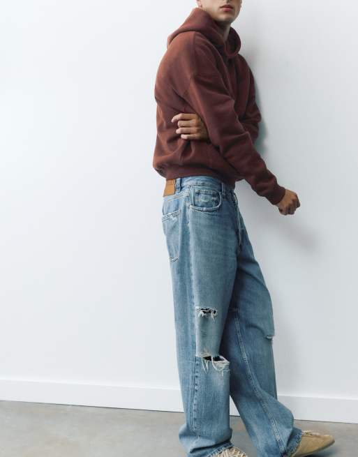 Pull&Bear Boxy fit hoodie in chocolate, 6 of 7