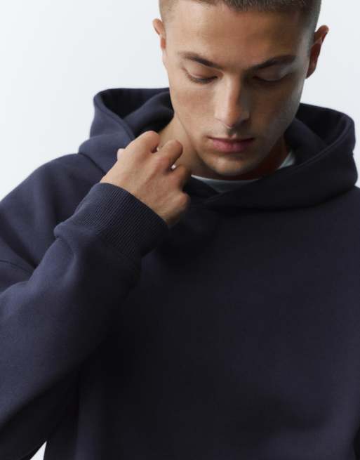 Pull&Bear Boxy fit hoodie in navy, 3 of 7