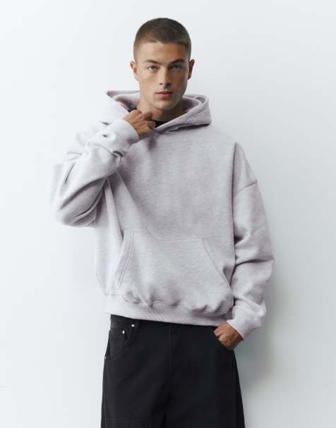 Pull&Bear Boxy fit hoodie in pale marl - view 1