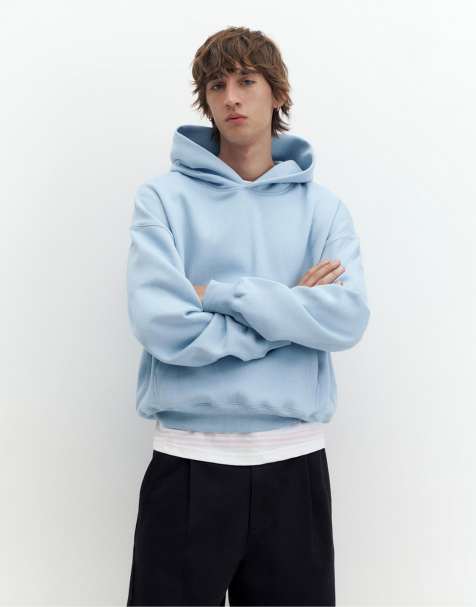 Pull&Bear Boxy fit hoodie in sky blue - view 1