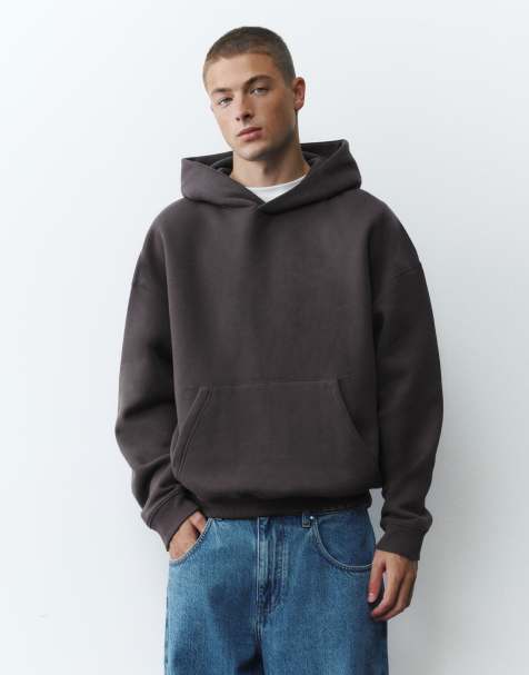 Pull&Bear Boxy fit hættetrøje i grå - view 1