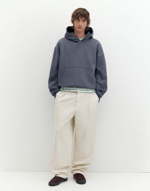 Pull&Bear Boxy fit hættetrøje i gråblå, 4 af 7