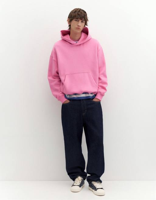Pull&Bear boxy fit hættetrøje i pink, 4 af 7