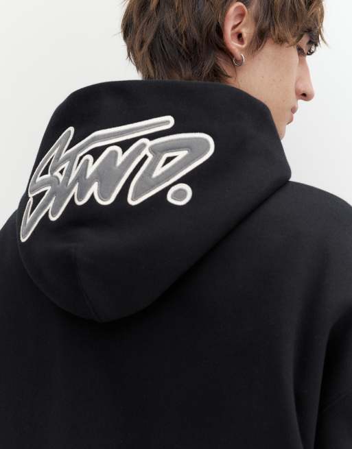 Pull&Bear boxy fit hættetrøje i sort, 2 af 7
