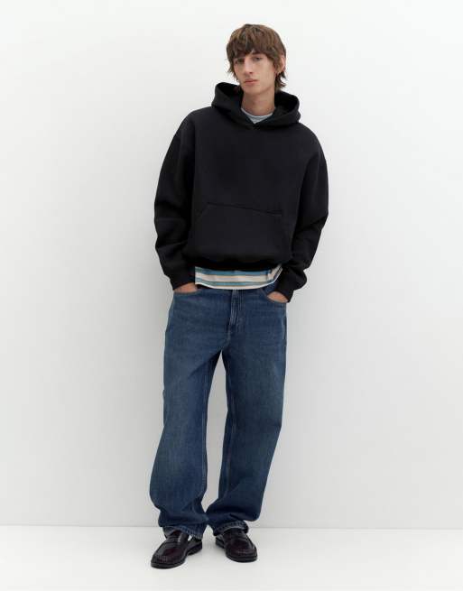 Pull&Bear boxy fit hættetrøje i sort, 4 af 7
