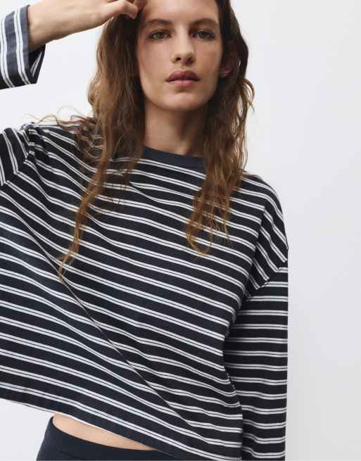 Pull&Bear Boxy-Fit Langarm-T-Shirt mit Streifen, 3 von 7